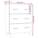 Skjenk Hvit 70X34X90 Cm Konstruert Tre