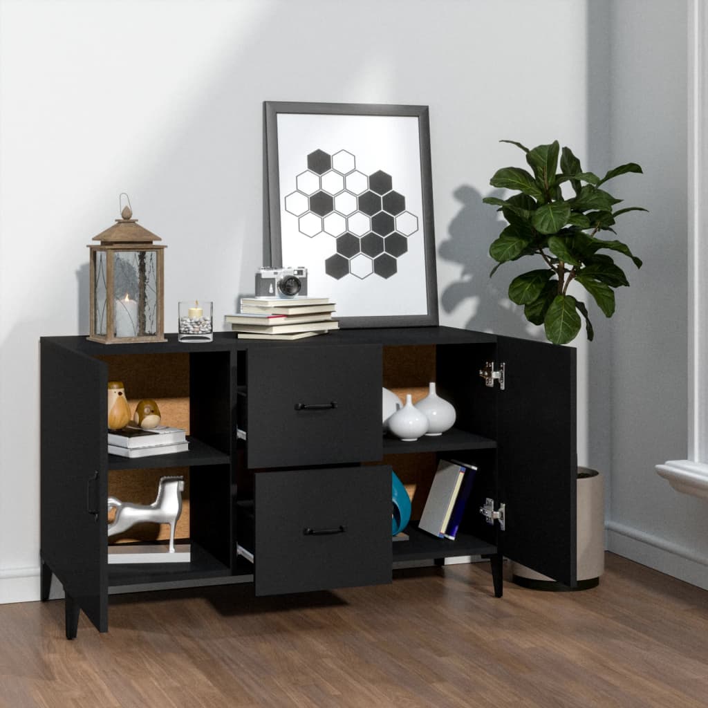 Skjenk Svart 100X36X60 Cm Konstruert Tre