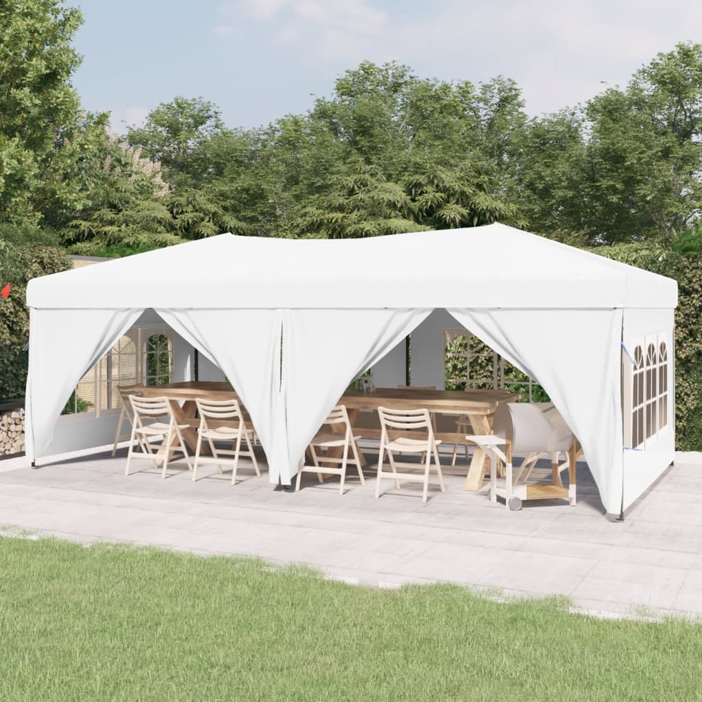 Sammenleggbart Partytelt Med Sidevegger Hvit 3X6 M