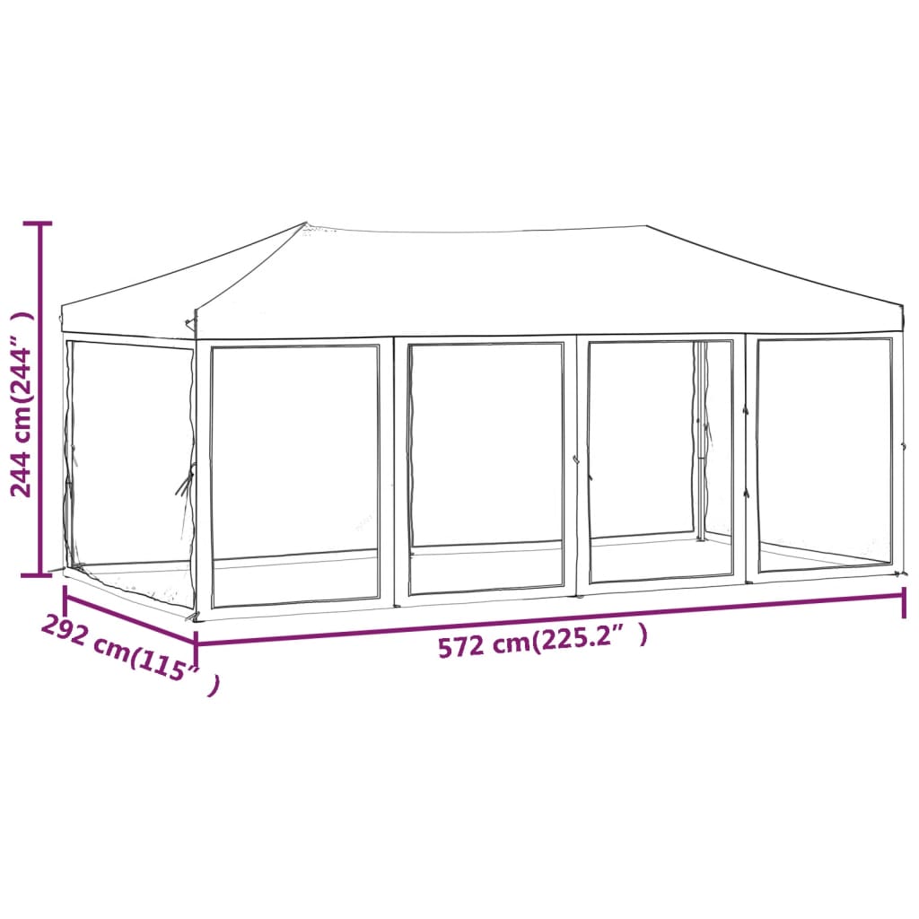 Sammenleggbart Partytelt Med Sidevegger Hvit 3X6 M