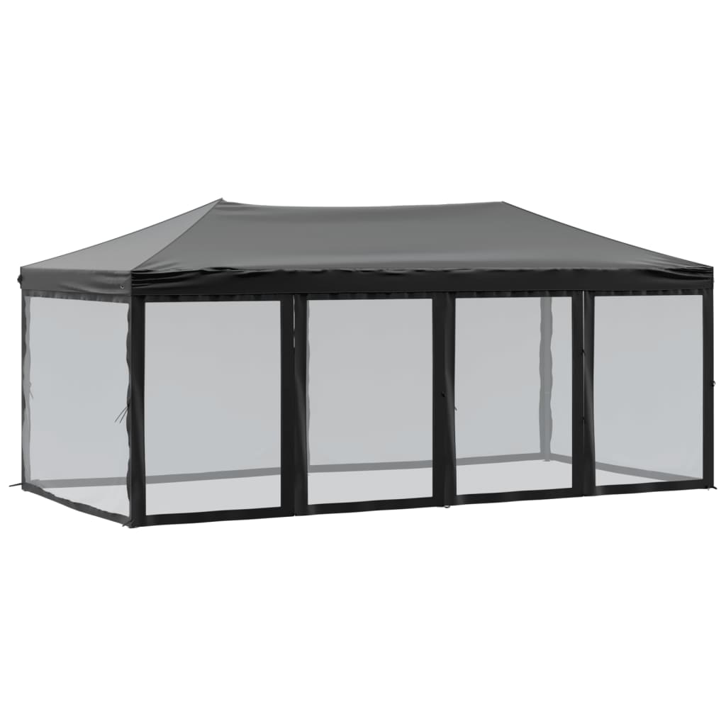 Sammenleggbart Partytelt Med Sidevegger Svart 3X6 M