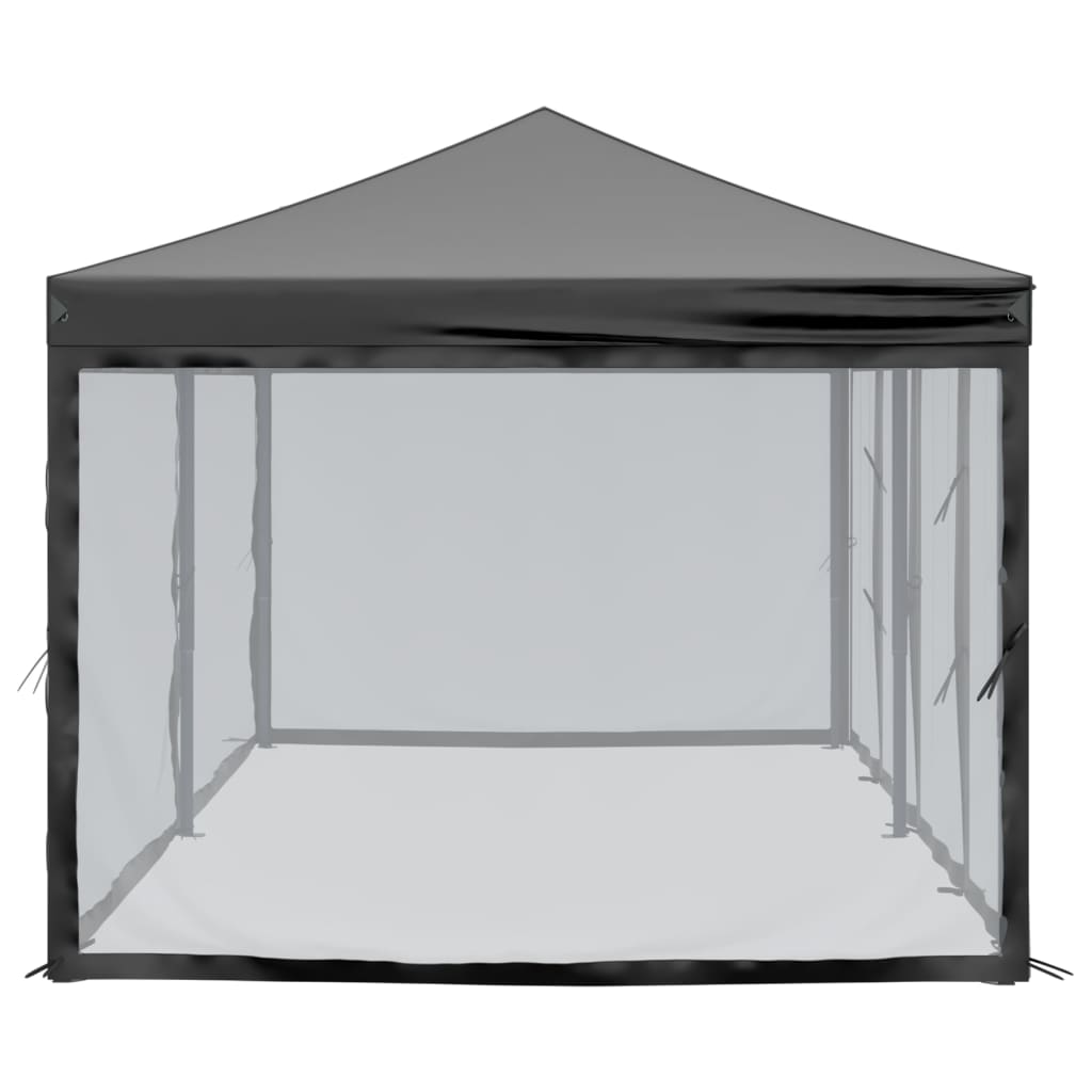 Sammenleggbart Partytelt Med Sidevegger Svart 3X6 M