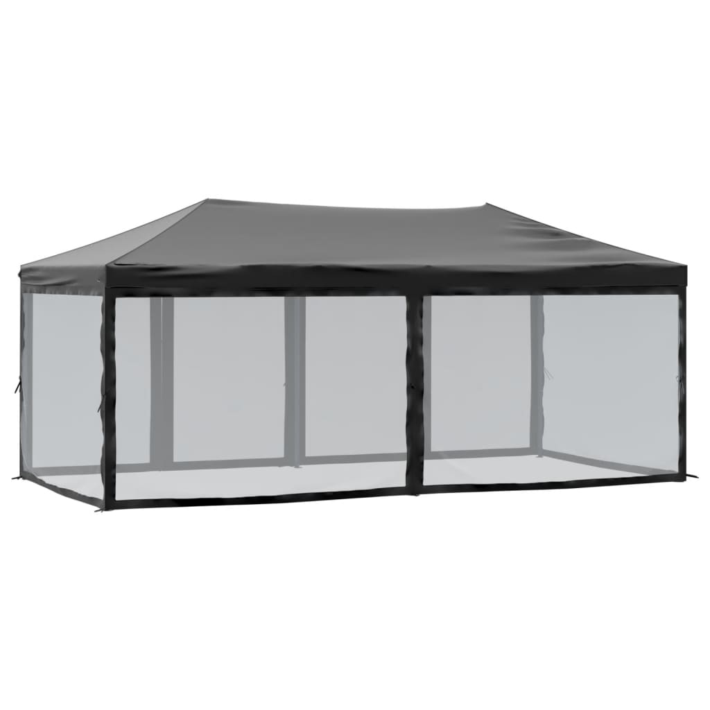 Sammenleggbart Partytelt Med Sidevegger Svart 3X6 M