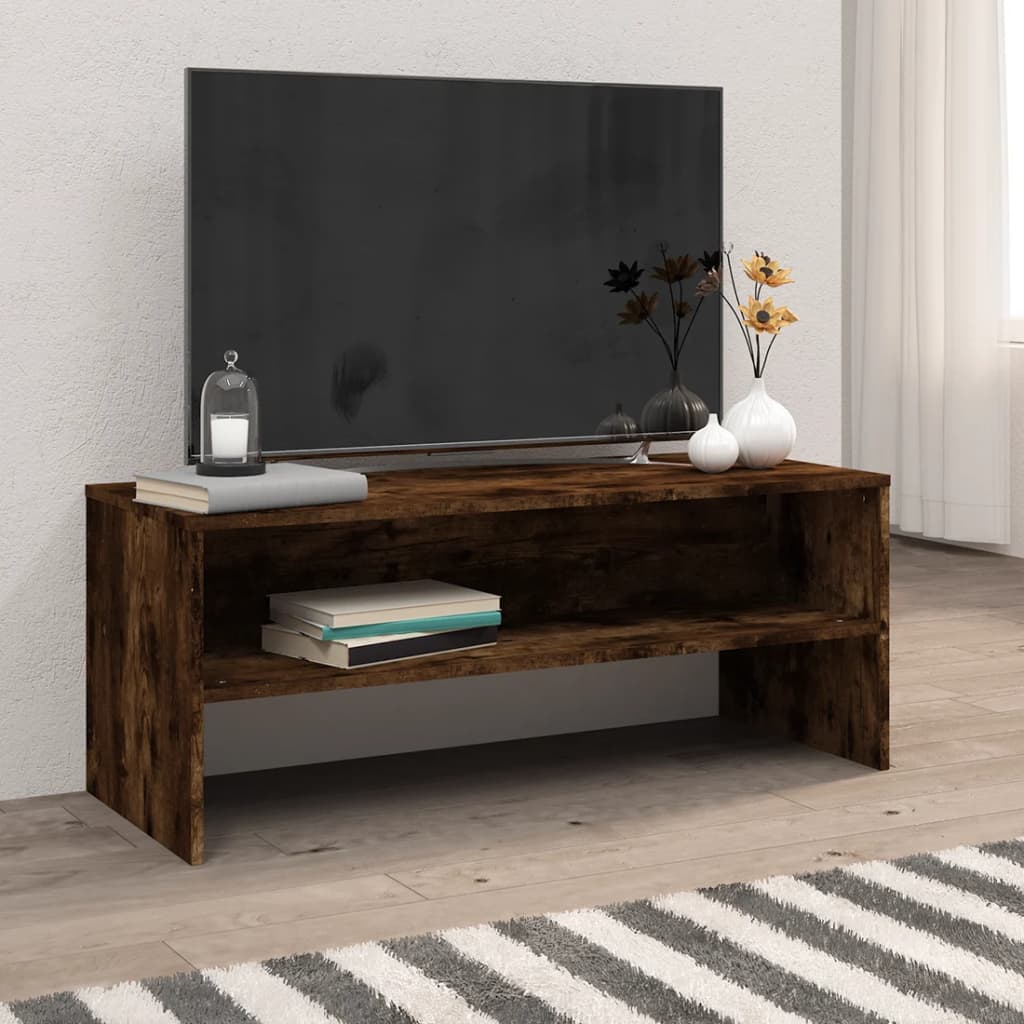 Tv-Benk Røkt Eik 100X40X40 Cm Konstruert Tre