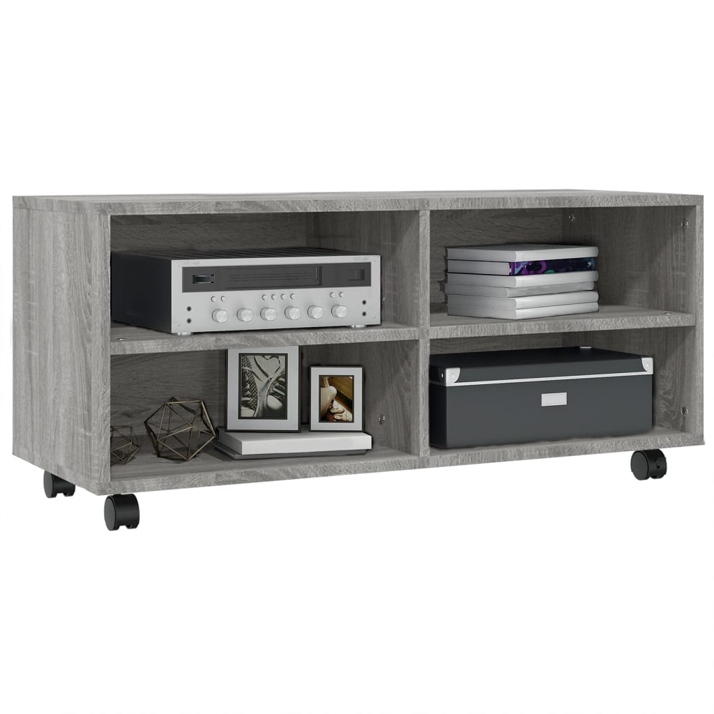 Tv-Benk Med Hjul Grå Sonoma 90X35X35 Cm Konstruert Tre