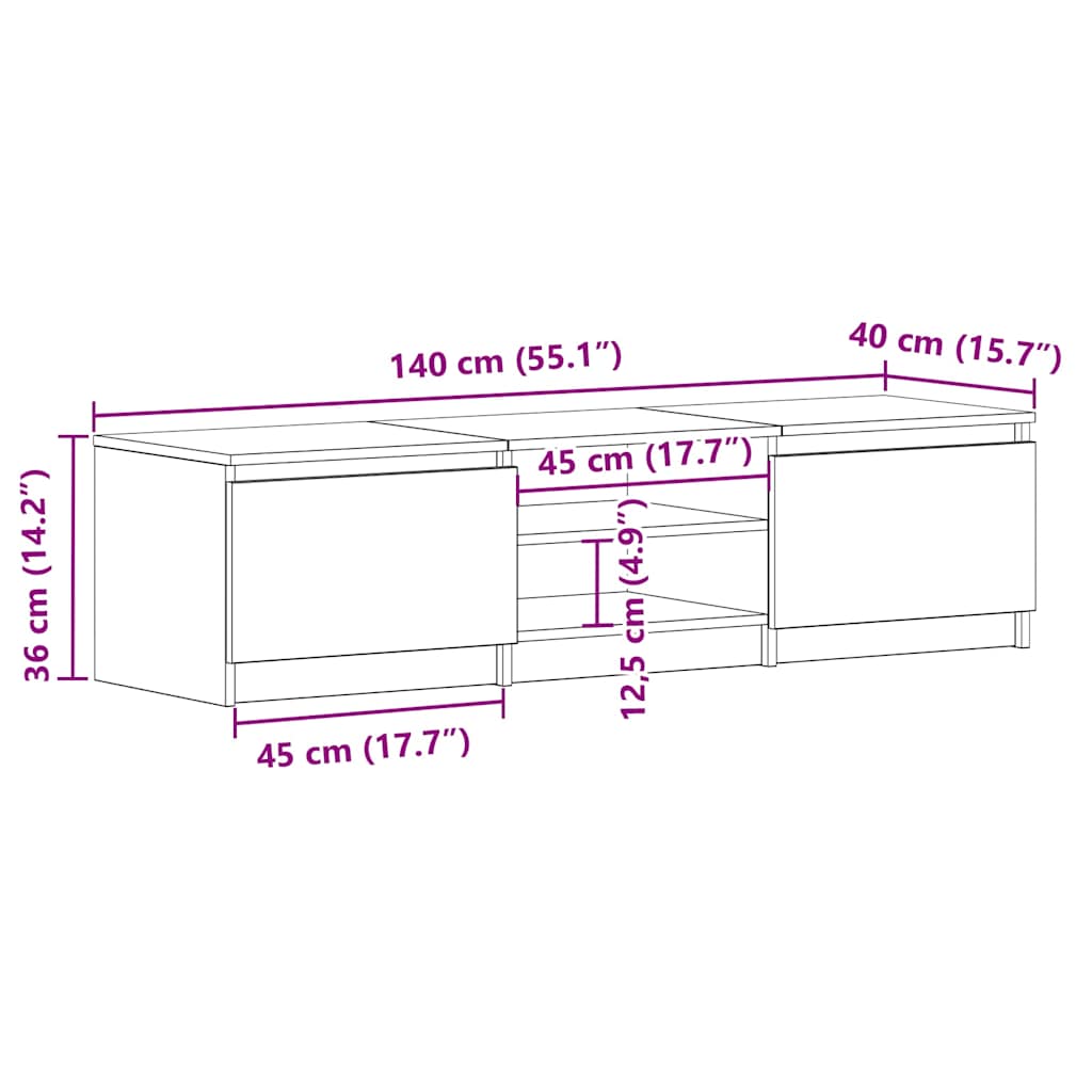 Tv-Benk Røkt Eik 140X40X35,5 Cm Konstruert Tre