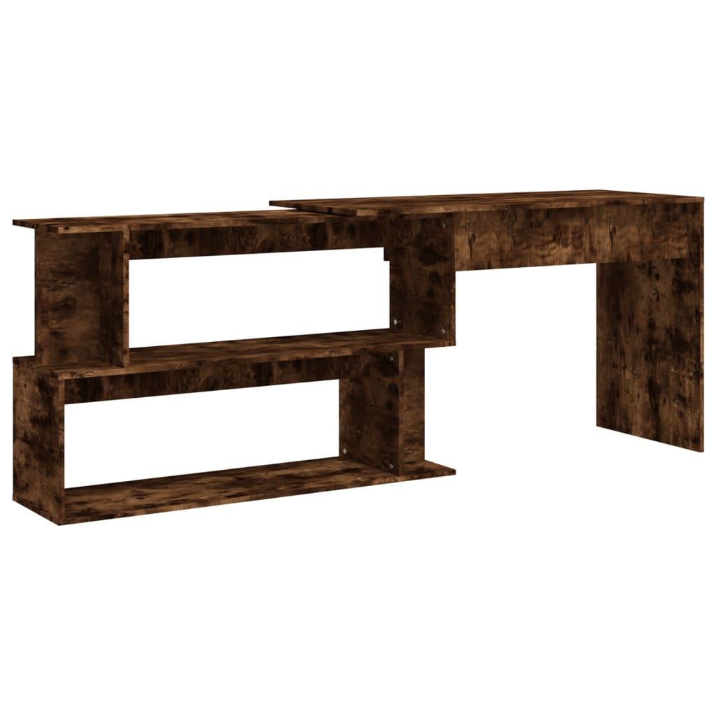 Hjørnepult Røkt Eik 200X50X76 Cm Konstruert Tre