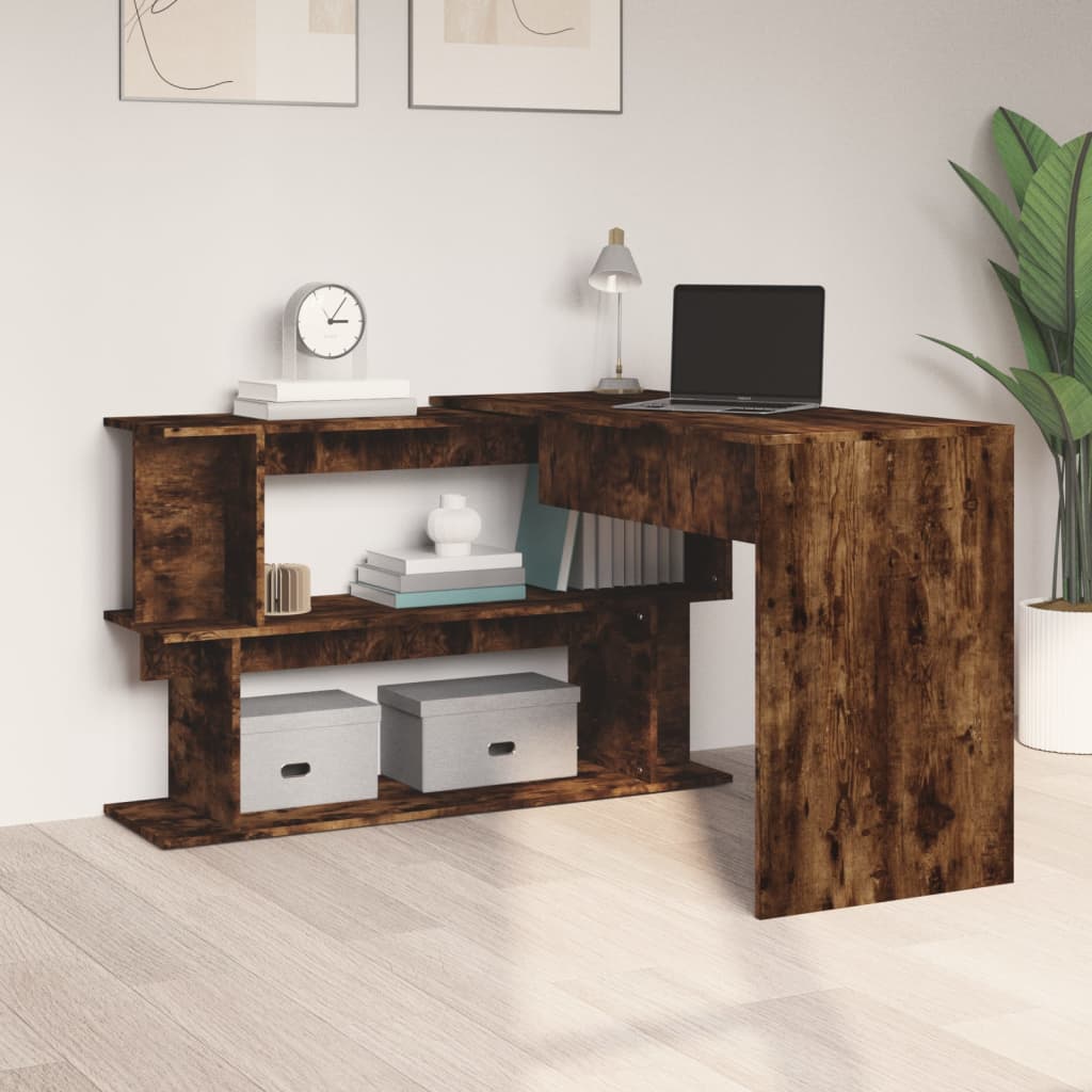 Hjørnepult Røkt Eik 200X50X76 Cm Konstruert Tre