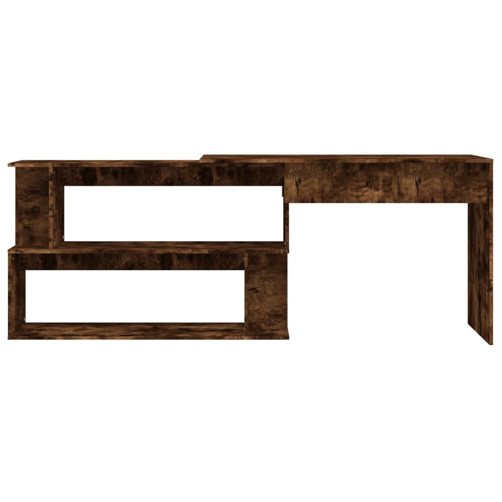 Hjørnepult Røkt Eik 200X50X76 Cm Konstruert Tre