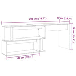 Hjørnepult Røkt Eik 200X50X76 Cm Konstruert Tre