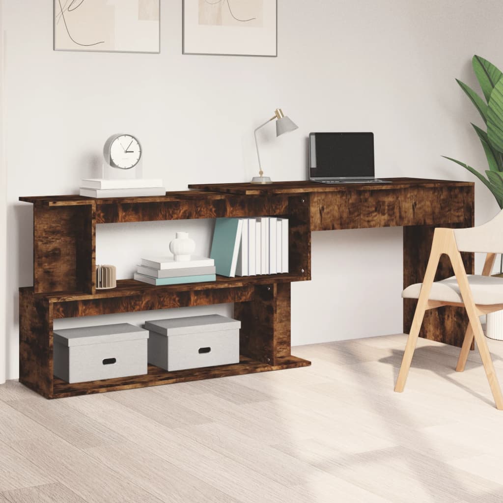 Hjørnepult Røkt Eik 200X50X76 Cm Konstruert Tre