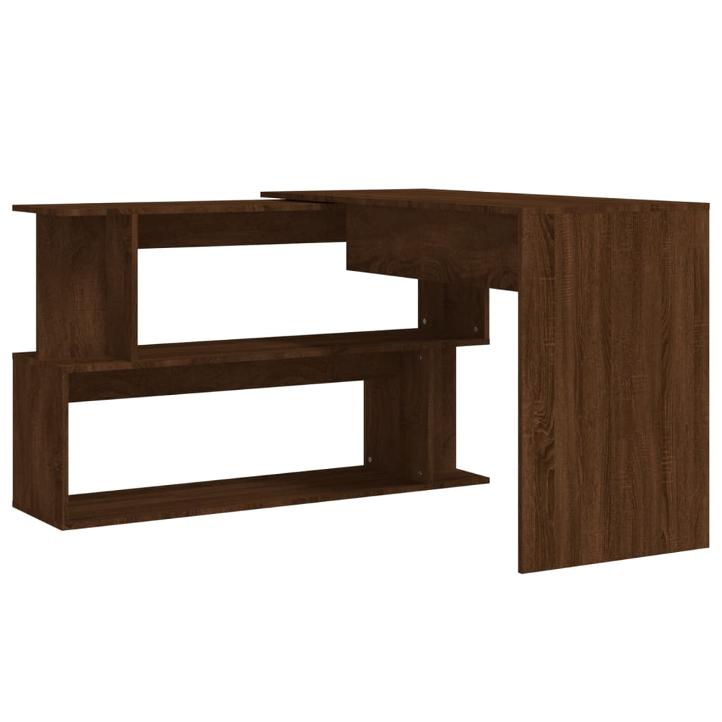 Skrivebord Hjørne Brun Eik 200X50X76 Cm Konstruert Tre
