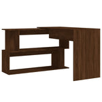 Skrivebord Hjørne Brun Eik 200X50X76 Cm Konstruert Tre