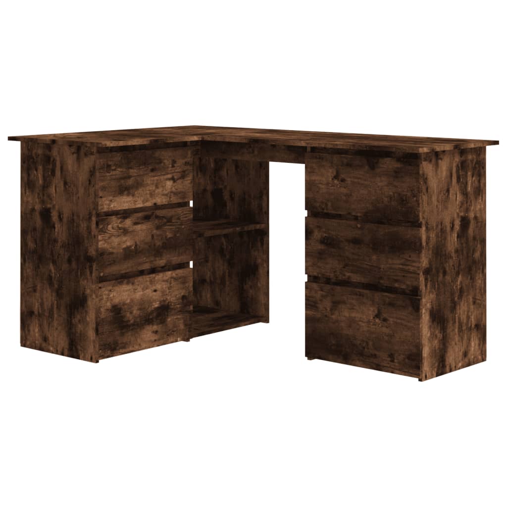 Hjørnepult Røkt Eik 145X100X76 Cm Konstruert Tre
