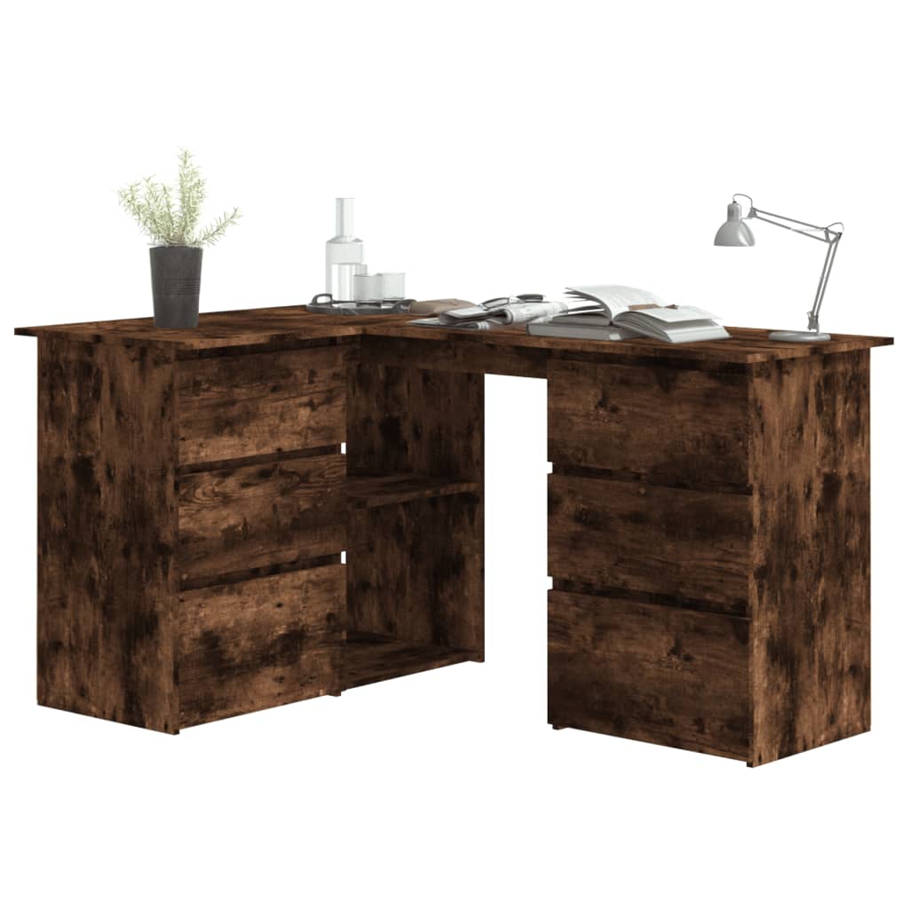 Hjørnepult Røkt Eik 145X100X76 Cm Konstruert Tre