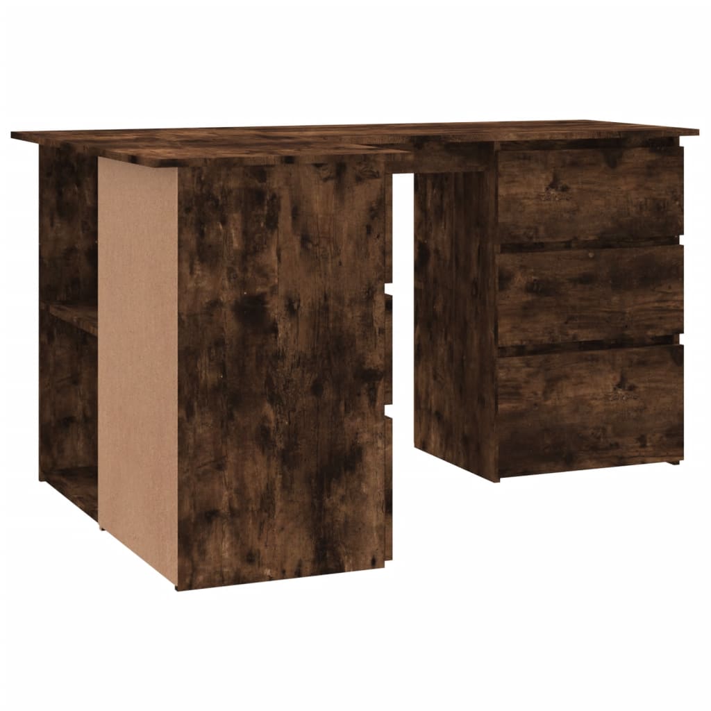 Hjørnepult Røkt Eik 145X100X76 Cm Konstruert Tre