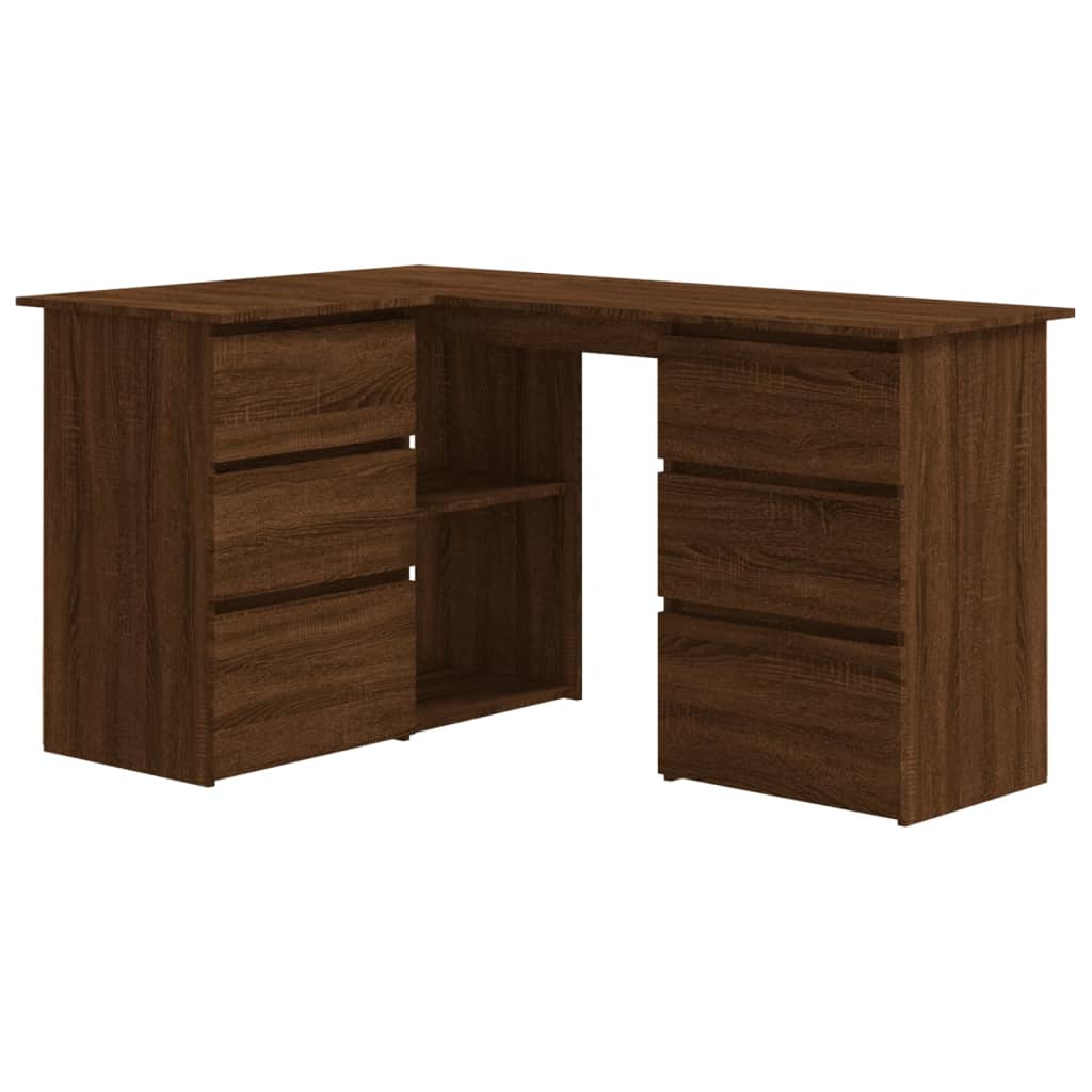 Hjørnepult Brun Eik 145X100X76 Cm Konstruert Tre