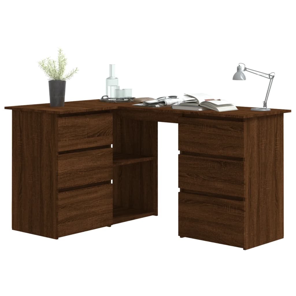 Hjørnepult Brun Eik 145X100X76 Cm Konstruert Tre