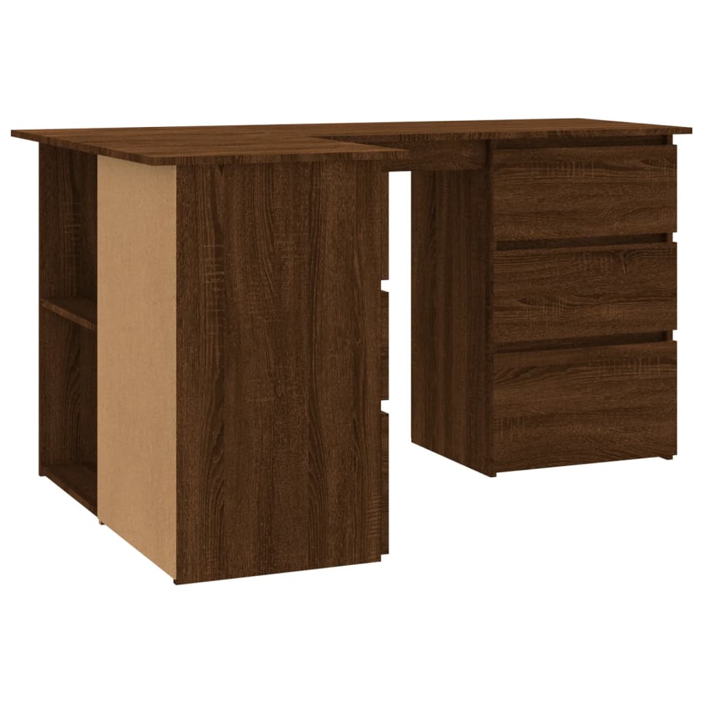 Hjørnepult Brun Eik 145X100X76 Cm Konstruert Tre