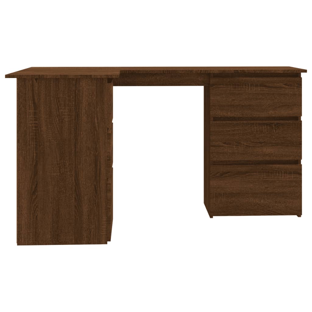 Hjørnepult Brun Eik 145X100X76 Cm Konstruert Tre