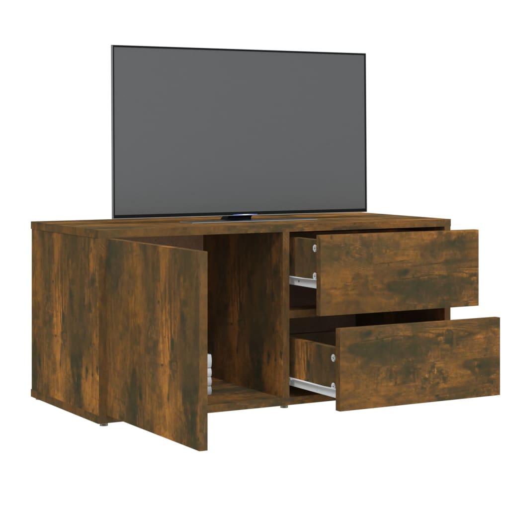 Tv-Benk Røkt Eik 80X34X36 Cm Konstruert Tre