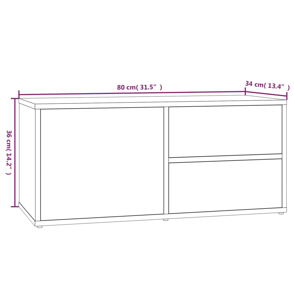 Tv-Benk Røkt Eik 80X34X36 Cm Konstruert Tre