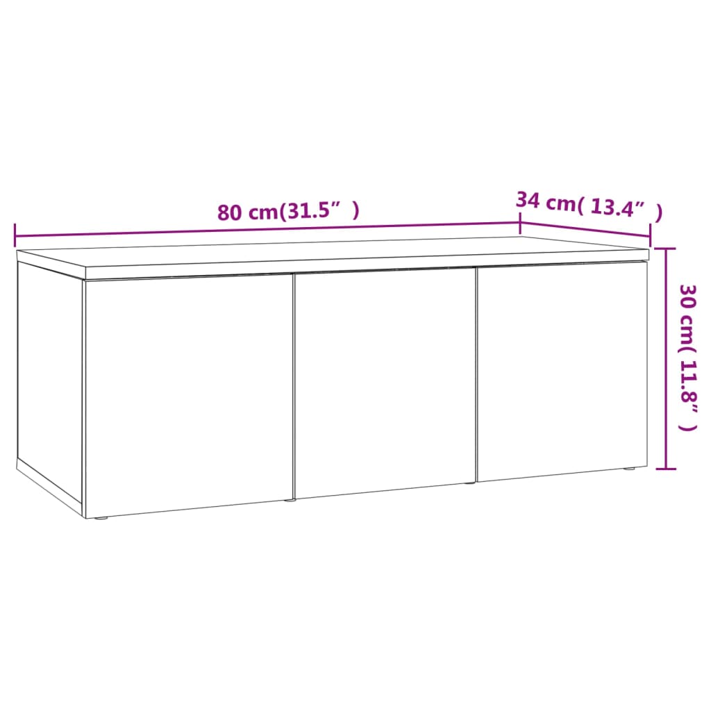 Tv-Benk Røkt Eik 80X34X30 Cm Konstruert Tre