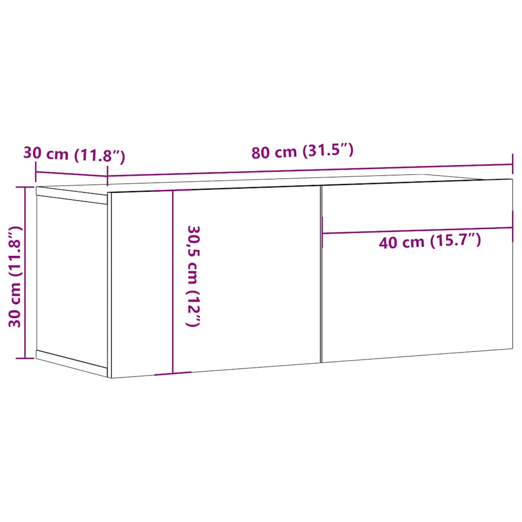 Tv-Benk Røkt Eik 80X30X30 Cm Konstruert Tre