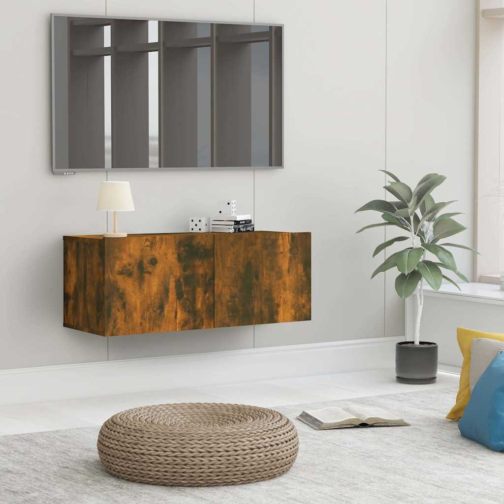 Tv-Benk Røkt Eik 80X30X30 Cm Konstruert Tre