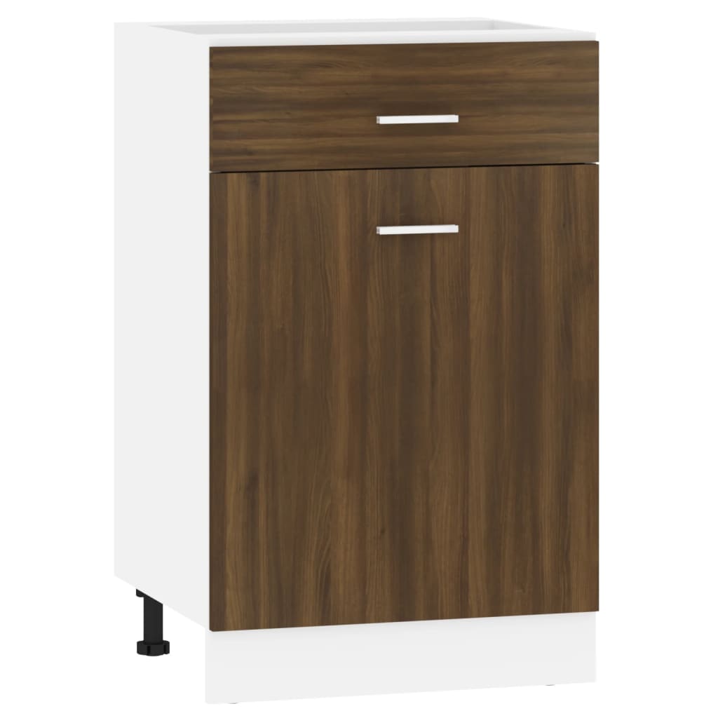 Underskap Med Skuff Brun Eik 50X46X81,5 Cm Konstruert Tre