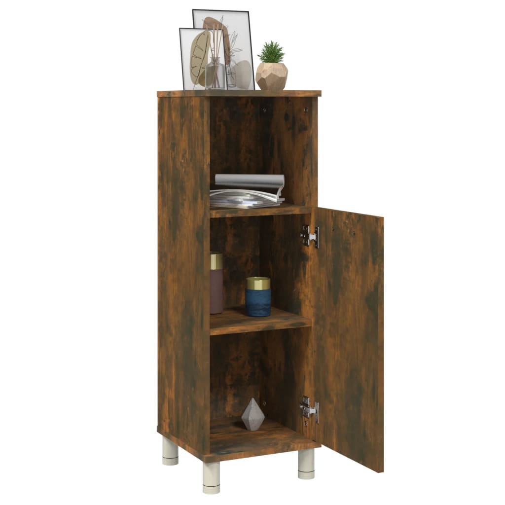 Baderomsskap Røkt Eik 30X30X95 Cm Konstruert Tre