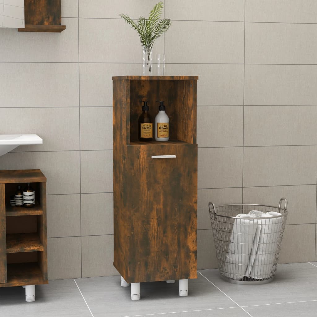 Baderomsskap Røkt Eik 30X30X95 Cm Konstruert Tre