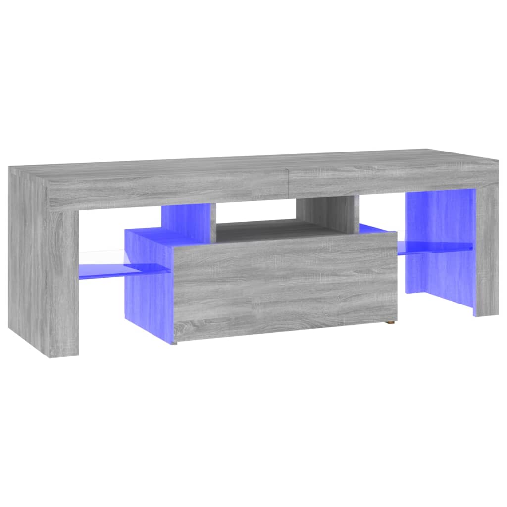 Tv-Benk Med Led-Lys Grå Sonoma 120X35X40 Cm