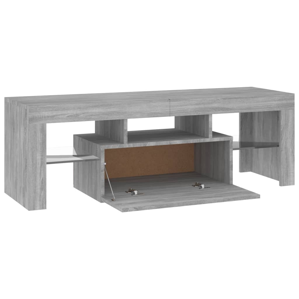 Tv-Benk Med Led-Lys Grå Sonoma 120X35X40 Cm