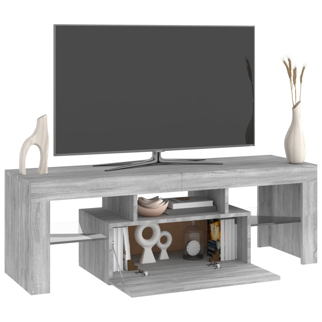 Tv-Benk Med Led-Lys Grå Sonoma 120X35X40 Cm