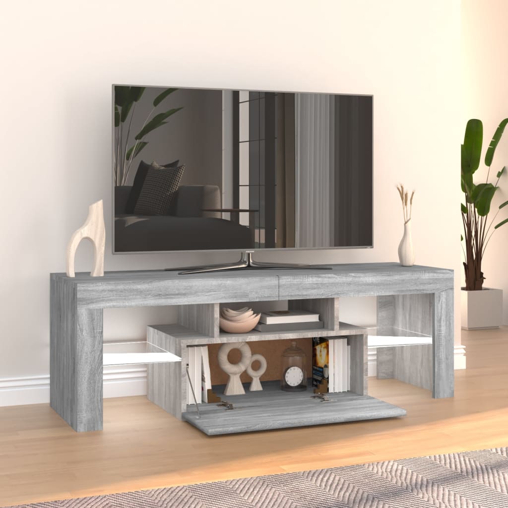 Tv-Benk Med Led-Lys Grå Sonoma 120X35X40 Cm