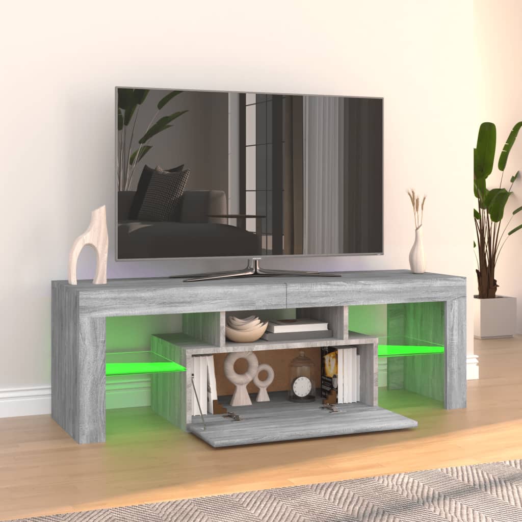 Tv-Benk Med Led-Lys Grå Sonoma 120X35X40 Cm