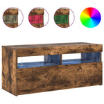Tv-Benk Med Led-Lys Røkt Eik 90X35X40 Cm