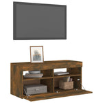 Tv-Benk Med Led-Lys Røkt Eik 90X35X40 Cm