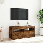 Tv-Benk Med Led-Lys Røkt Eik 90X35X40 Cm