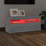 Tv-Benk Med Led-Lys Grå Sonoma 90X35X40 Cm