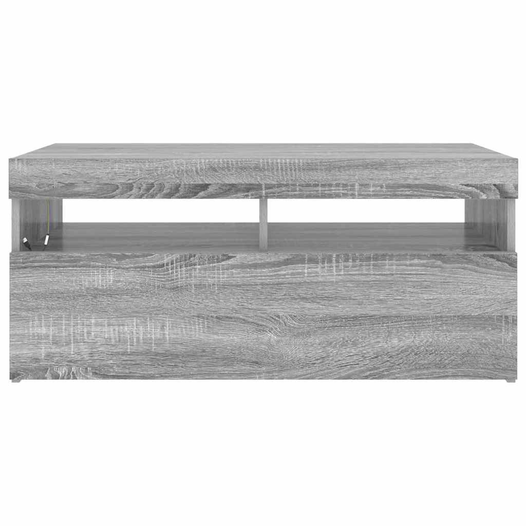 Tv-Benk Med Led-Lys Grå Sonoma 90X35X40 Cm