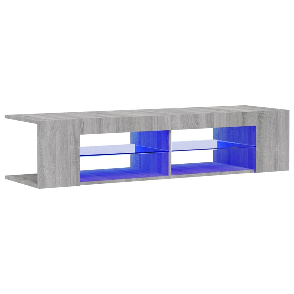 Tv-Benk Med Led-Lys Grå Sonoma 135X39X30 Cm