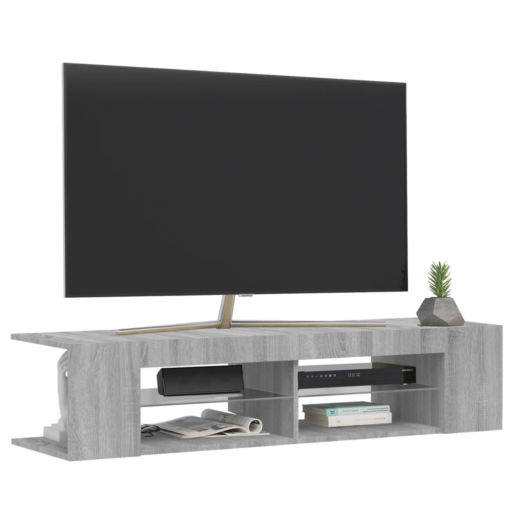 Tv-Benk Med Led-Lys Grå Sonoma 135X39X30 Cm