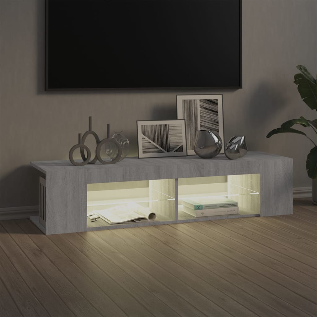Tv-Benk Med Led-Lys Grå Sonoma 135X39X30 Cm