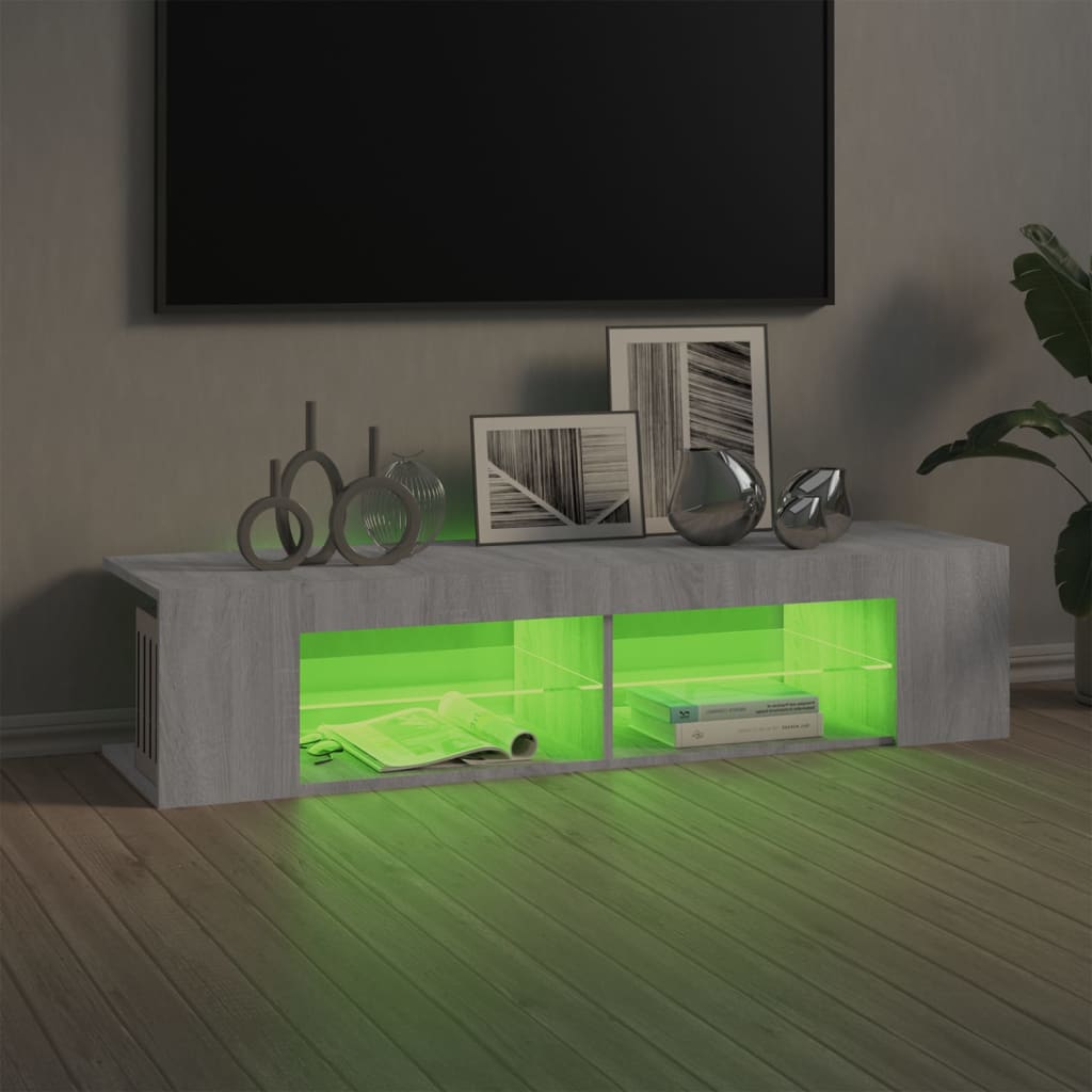 Tv-Benk Med Led-Lys Grå Sonoma 135X39X30 Cm