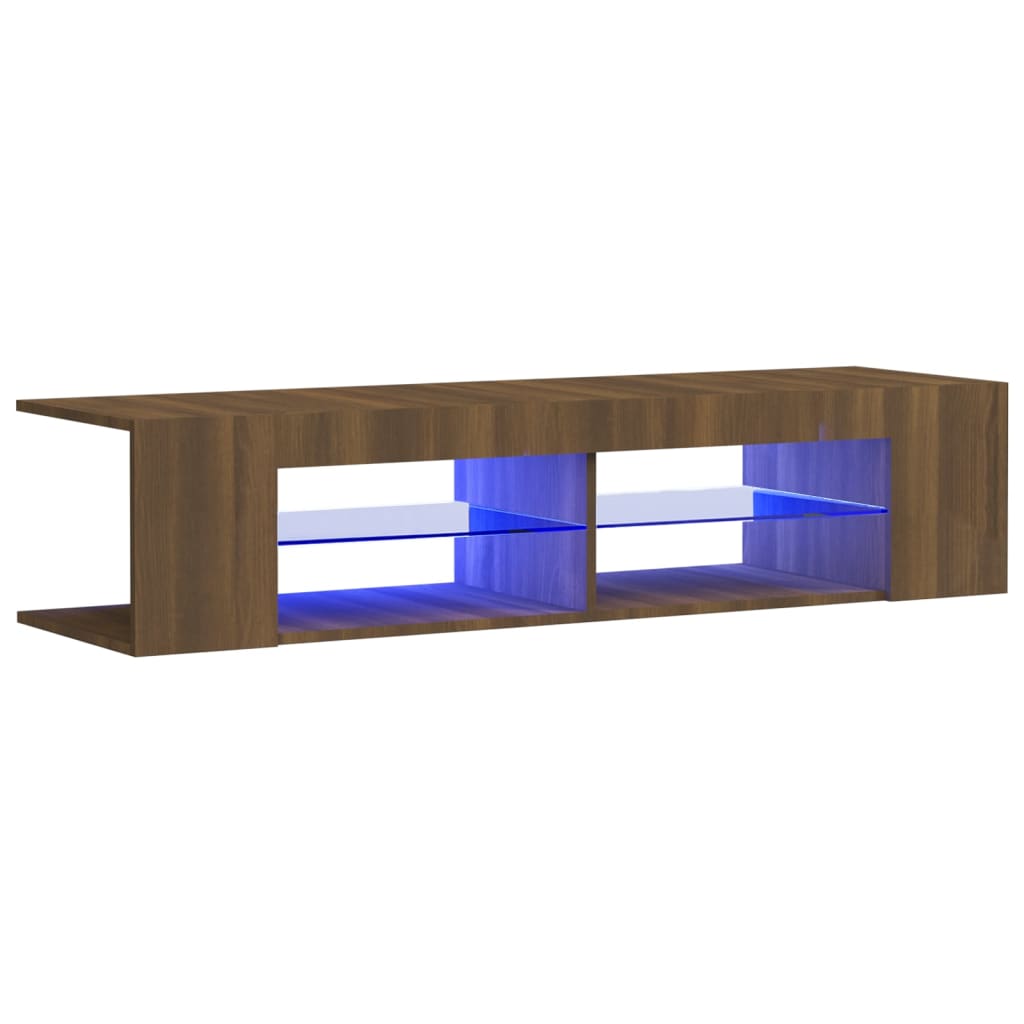 Tv-Benk Med Led-Lys Brun Eik 135X39X30 Cm