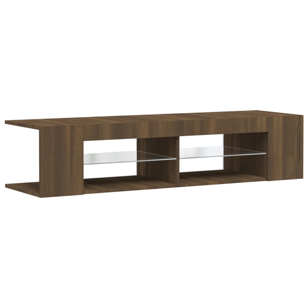 Tv-Benk Med Led-Lys Brun Eik 135X39X30 Cm