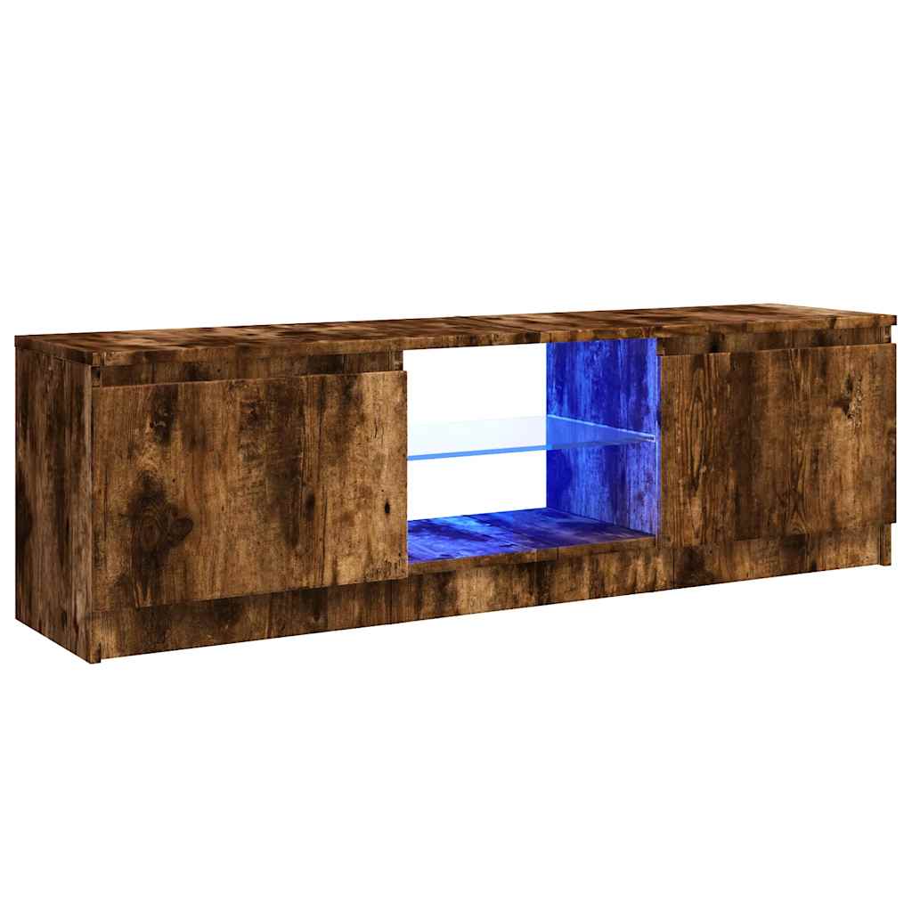 Tv-Benk Med Led-Lys Røkt Eik 120X30X36 Cm