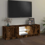 Tv-Benk Med Led-Lys Røkt Eik 120X30X36 Cm